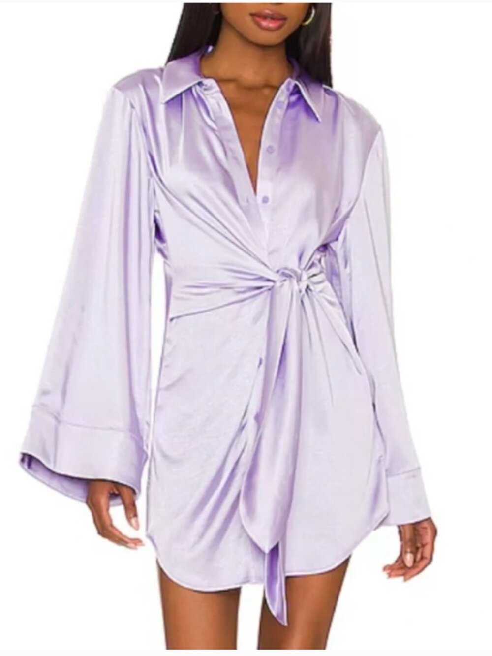 Revolve Song of Style Marta Shirt Dress Lavender Size M Wrap Silky